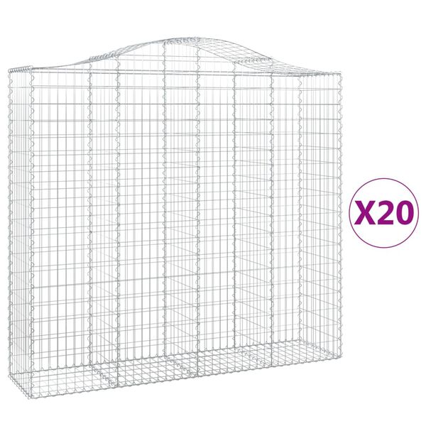 vidaXL Paniers &agrave; gabions arqu&eacute;s 20 pcs 200x50x180/200 cm Fer galvanis&eacute;