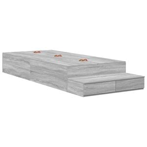 vidaXL Cadre de lit avec rangement Gris Sonoma 80 cm Bois d'ing&eacute;nierie