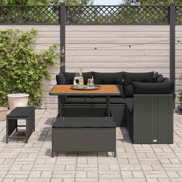 vidaXL Ensemble de canap&eacute; de jardin avec coussin 8 pcs Noir