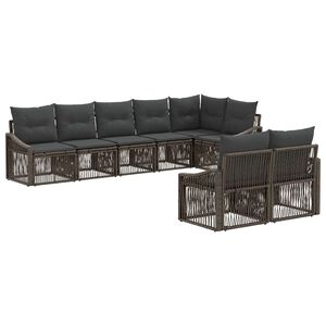 vidaXL Ensemble de canap&eacute; de jardin 8 pc Gris polyrotin