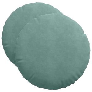 vidaXL Coussins de si&egrave;ge 2 pc Velours Vert Mer &Oslash;50 x 19 cm