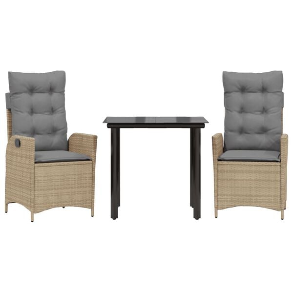 vidaXL Ensemble &agrave; manger de jardin avec coussins 5pcs Beige poly rotin