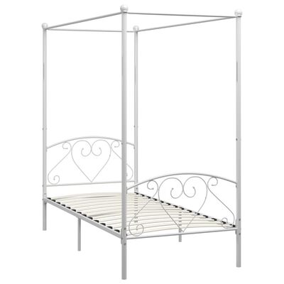 vidaXL Cadre de lit à baldaquin sans matelas blanc métal 90x200 cm