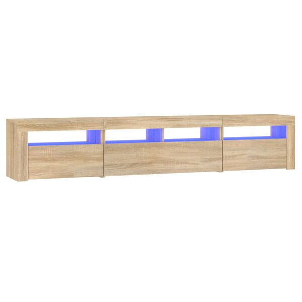vidaXL Meuble TV avec lumières LED Chêne sonoma 210x35x40 cm
