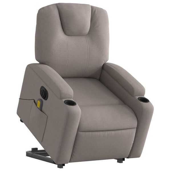 vidaXL Fauteuil inclinable de massage &eacute;lectrique Taupe Tissu