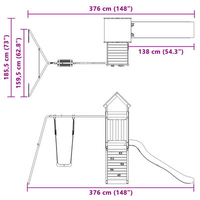 vidaXL Aire de jeux d'extérieur bois massif de douglas