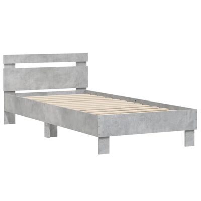 vidaXL Cadre de lit sans matelas avec lumières LED gris béton 90x190cm