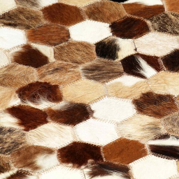 vidaXL Tapis en Cuir Patchwork Peau de Vache Marron 170 x 120 cm Cuir