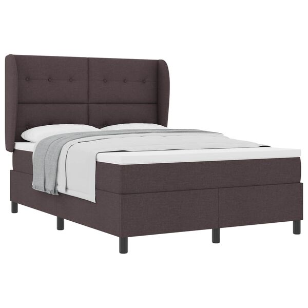 vidaXL Lit &agrave; ressorts avec matelas Marron fonc&eacute; 140 x 200 cm tissu