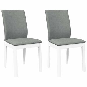 vidaXL Chaises &agrave; manger coussins 2 pcs blanc bois massif caoutchouc