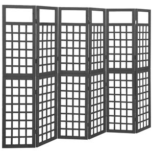 vidaXL Cloison de s&eacute;paration &agrave; 6 panneaux Bois de pin Noir 242,5x180cm