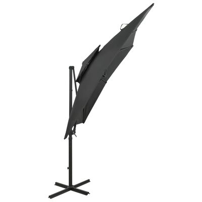 vidaXL Parasol de jardin en porte-à-faux à double toit anthracite