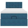 vidaXL Cadre de lit ottoman avec matelas bleu fonc&eacute; 90x200 cm velours