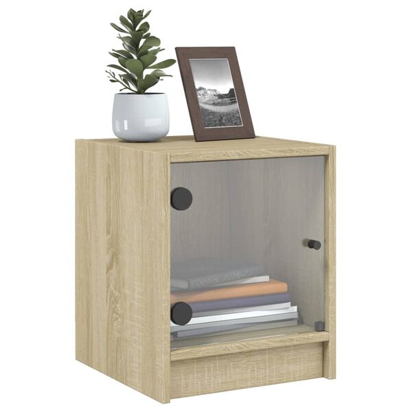 vidaXL Tables de chevet et portes vitr&eacute;es 2pcs ch&ecirc;ne sonoma 35x37x42cm