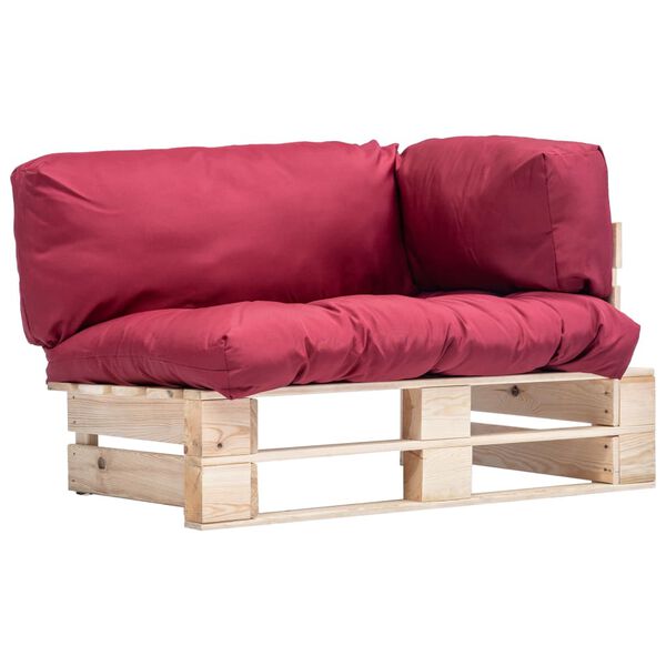 vidaXL Canap&eacute; de jardin palette avec coussins rouge Pin&egrave;de