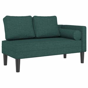 vidaXL Chaise longue avec coussins vert fonc&eacute; tissu