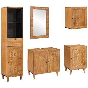 vidaXL Ensemble de mobilier de salle de bain avec tiroir 5 pcs Marron