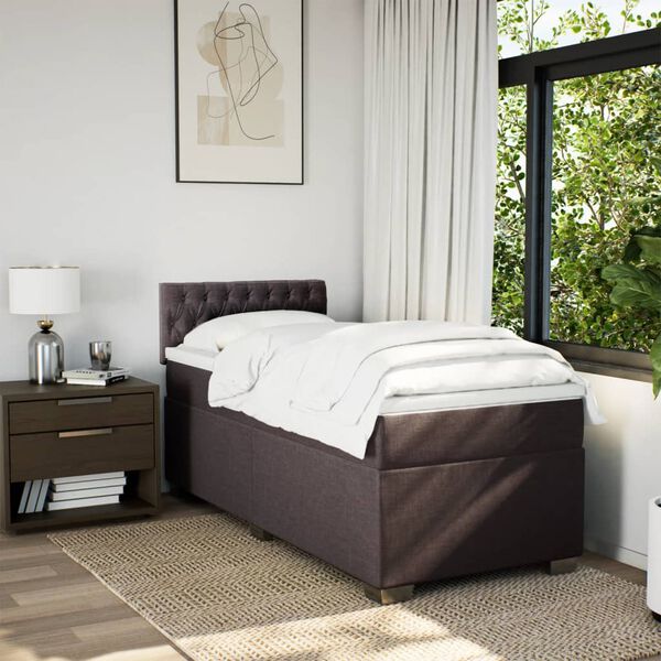 vidaXL Sommier à lattes de lit avec matelas Marron foncé 100x200 cm