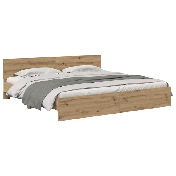 vidaXL Cadre de lit Ch&ecirc;ne artisanal 200 x 200 cm Bois d'ing&eacute;nierie
