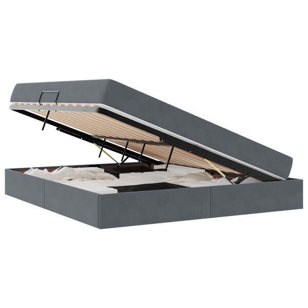 vidaXL Lit avec rangement et matelas Gris fonc&eacute; 160 x 200 cm Velours