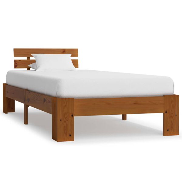 vidaXL Cadre de lit sans matelas marron miel 100x200cm bois pin massif