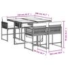 vidaXL Ensemble &agrave; manger de jardin coussins 5pcs Noir R&eacute;sine tress&eacute;e