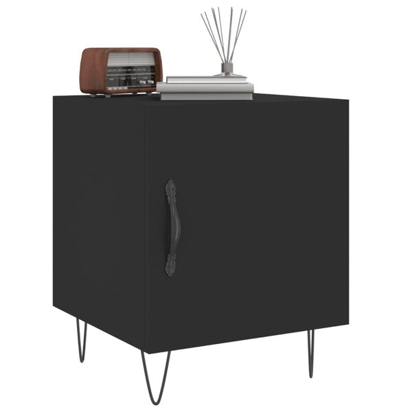 vidaXL Table de chevet noir 40x40x50 cm bois d&rsquo;ing&eacute;nierie