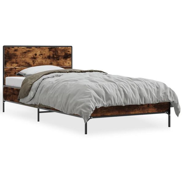 vidaXL Cadre de lit sans matelas ch&ecirc;ne fum&eacute; 90x200 cm