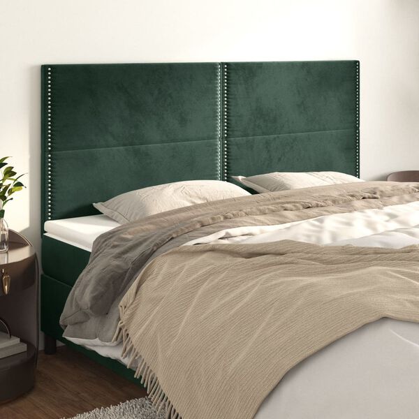 vidaXL T&ecirc;te de lit Vert fonc&eacute; 160x5x118/128 cm Velours