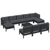vidaXL Salon de jardin 11 pcs avec coussins Noir Bois de pin