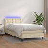 vidaXL Sommier &agrave; lattes de lit avec matelas et LED Cr&egrave;me 100x200 cm