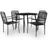 vidaXL Ensemble &agrave; manger d'ext&eacute;rieur 5pcs Corde en coton et acier Noir