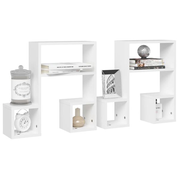 vidaXL &Eacute;tag&egrave;res murales 2 pcs blanc 50x15x50 cm bois d'ing&eacute;nierie