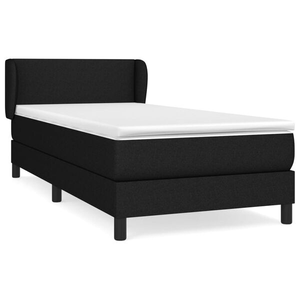 vidaXL Sommier &agrave; lattes de lit avec matelas Noir 90x190 cm Tissu