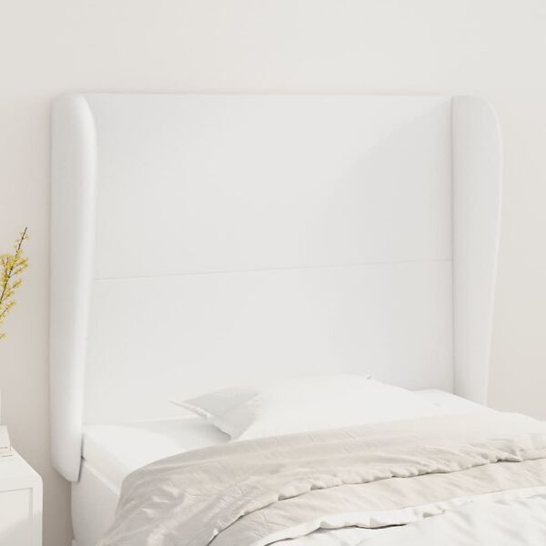 vidaXL T&ecirc;te de lit avec oreilles Blanc 83x23x118/128 cm Similicuir