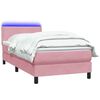 vidaXL Sommier &agrave; lattes de lit avec matelas et LED rose 100x220 cm velours