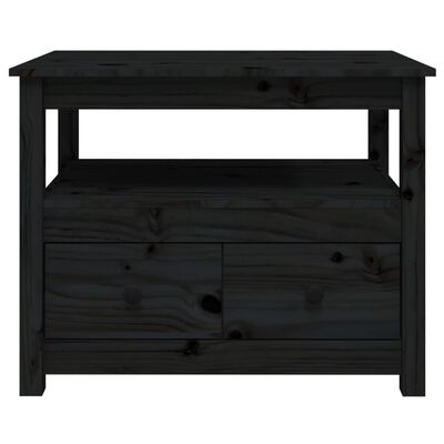 vidaXL Table basse Noir 71x49x55 cm Bois massif de pin