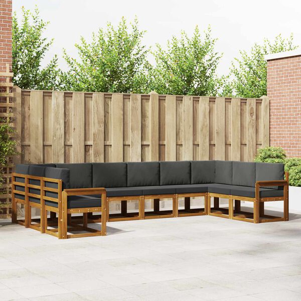 vidaXL Ensemble de canap&eacute;s d'ext&eacute;rieur 10 pcs Naturel et Anthracite