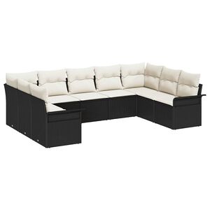 vidaXL Ensemble de canap&eacute; de jardin avec coussin Noir polyrotin