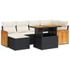 vidaXL Salon de jardin avec coussins 7 pcs noir r&eacute;sine tress&eacute;e acacia