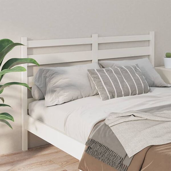 vidaXL T&ecirc;te de lit Blanc 126x4x100 cm Bois massif de pin