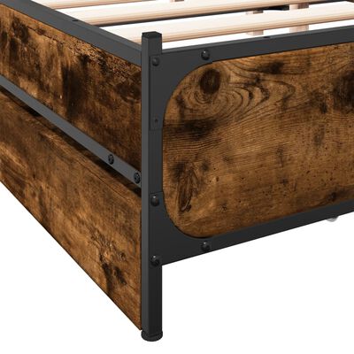 vidaXL Cadre de lit à tiroirs chêne fumé 160x200 cm bois d'ingénierie