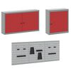 vidaXL Placard de travail 8 pcs Rouge Bois d'ing&eacute;nierie et acier