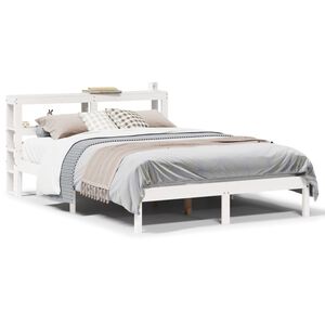 vidaXL Cadre de lit sans matelas blanc 135x190 cm bois de pin massif