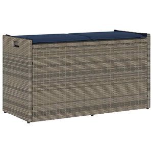 vidaXL Banc de rangement ext&eacute;rieur coussin gris 100 cm r&eacute;sine tress&eacute;e