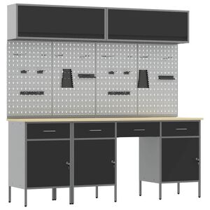 vidaXL Ensemble de placards de travail avec tiroir 10 pc Noir