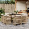 vidaXL Ensemble &agrave; manger de jardin et coussins 9 pcs beige Poly rotin