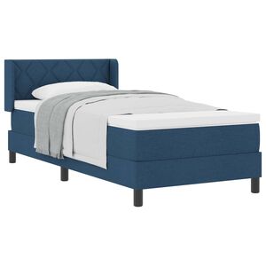 vidaXL Lit &agrave; ressorts avec matelas Bleu 200 x 90 cm Polyester