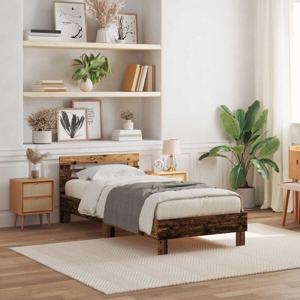 vidaXL Cadre de lit Bois ancien 75 x 190 cm Bois d'ing&eacute;nierie