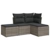 vidaXL Salon de jardin 4 pcs avec coussins gris r&eacute;sine tress&eacute;e